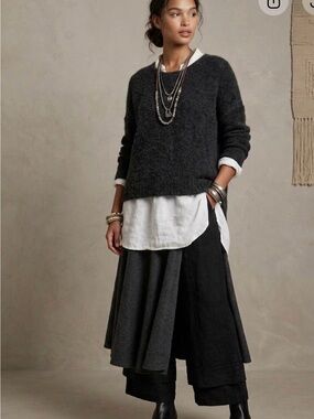 POETRY Charcoal Grey Alpaca Bouclé Oversized Sweater US 16 Lagenlook